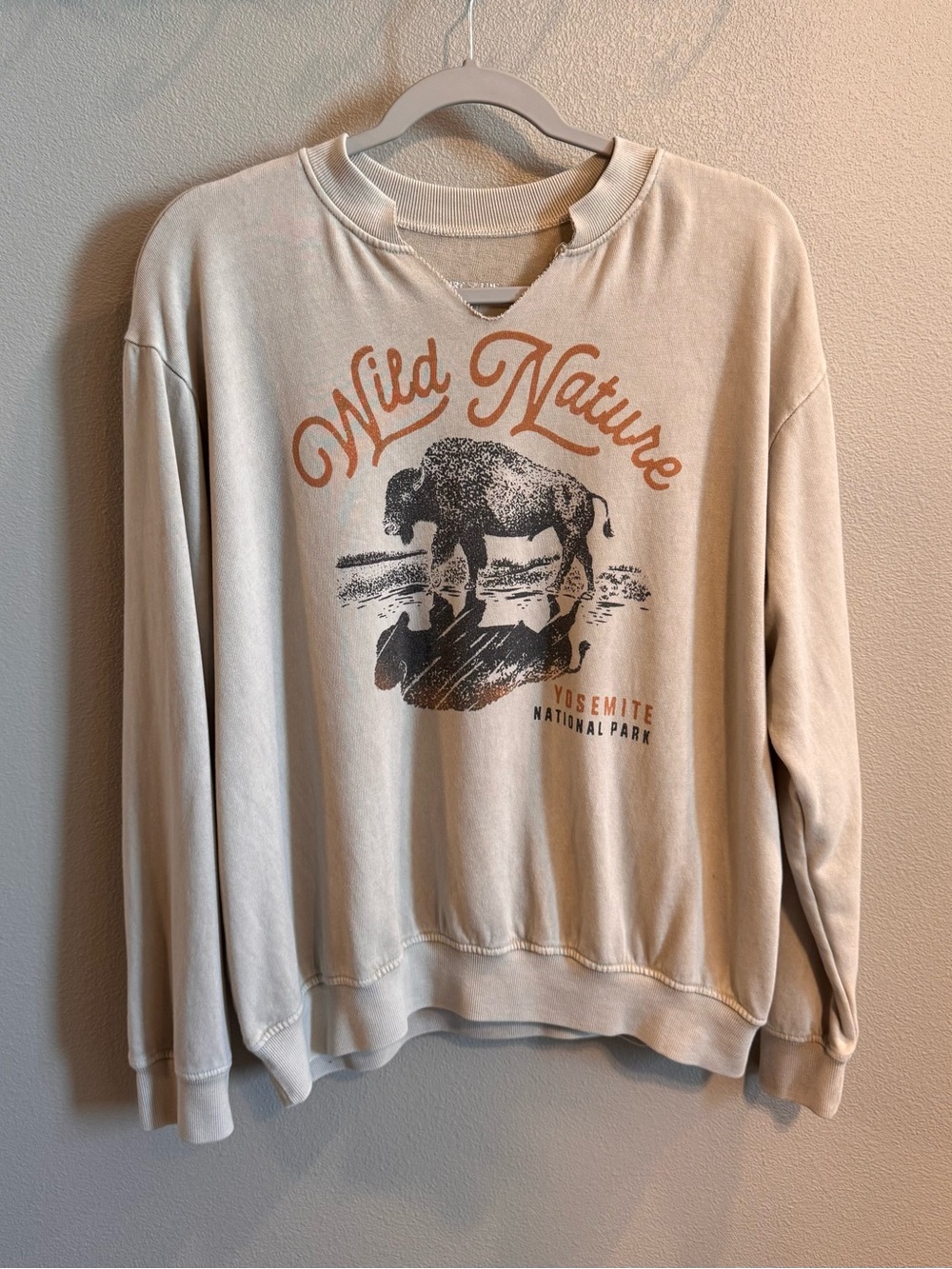⭐ 2/$20 HRT and LUV Wild Nature Yosemite Graphic Crewneck Sweatshirt - Beige